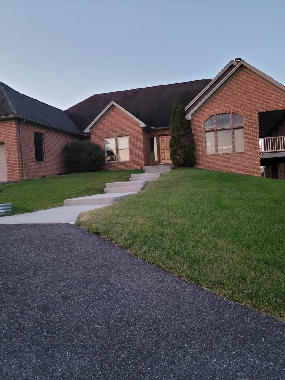 Front of house, including main entry 