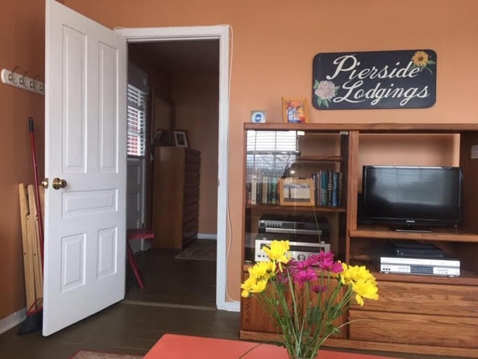 Comfy living area adjoins separate bedroom. 