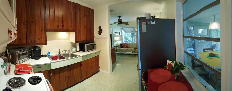 Original Dade County pine cabinets in our kitchen