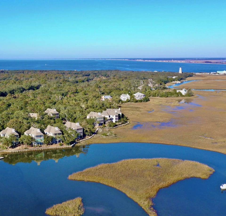 Situated on the marsh, Marsh Mellow is quiet with great views of Bald Head Creek.