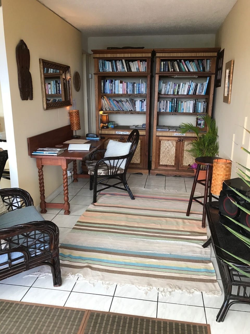 Library corner with desk and wifi