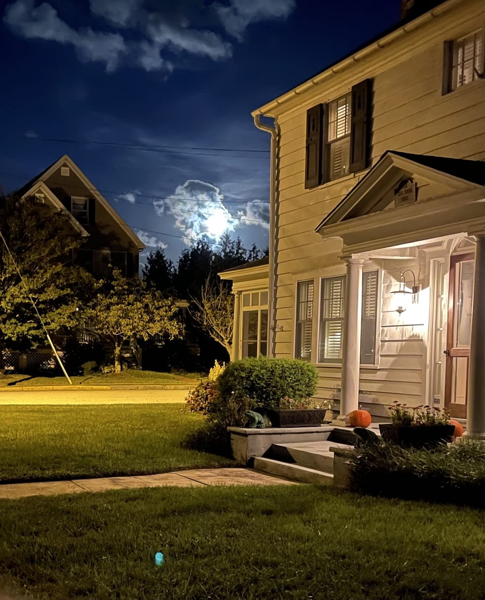 Front of the house on a beautiful summer evening. 