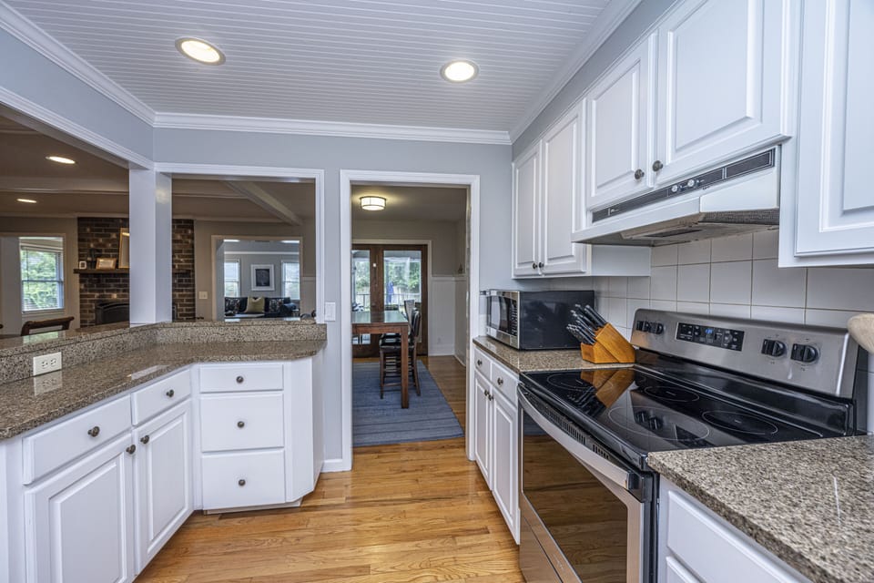 Kitchen with granite countertops
