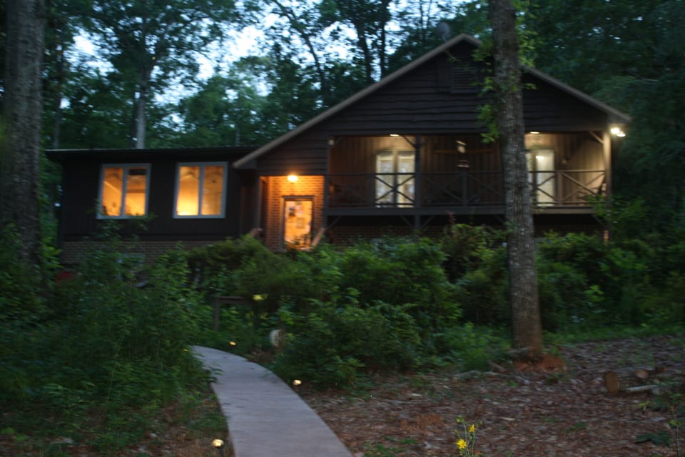 House from the lake in the evening.