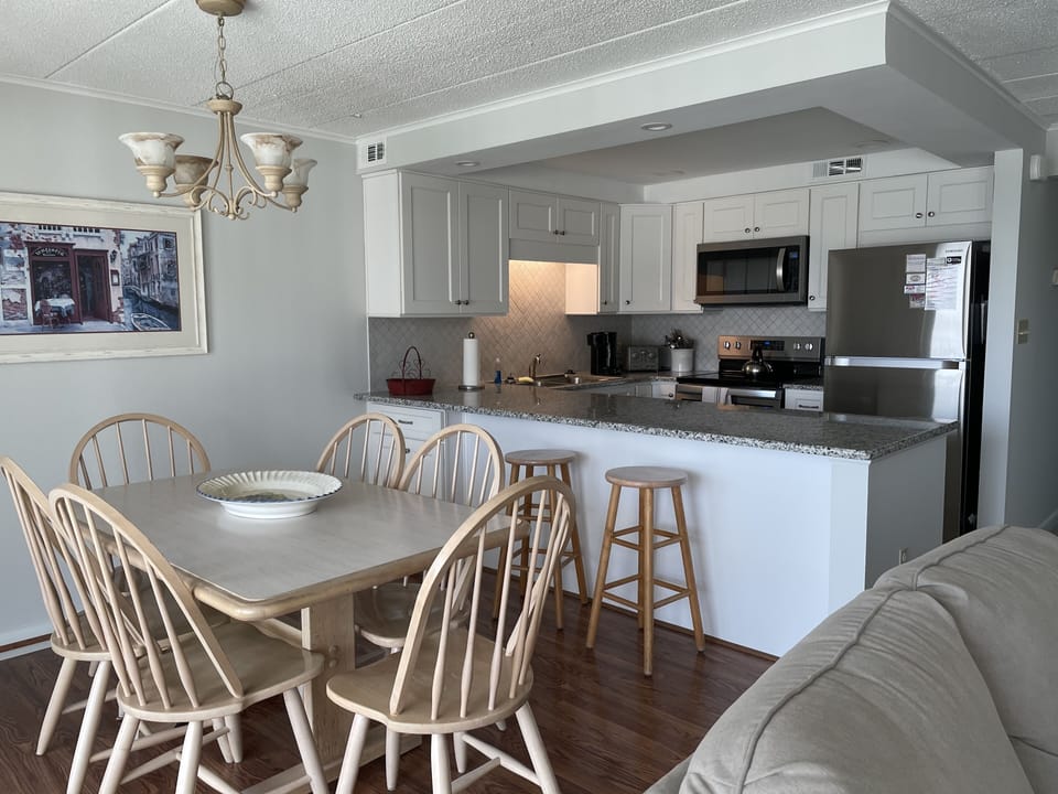 Dining area with view of the bay