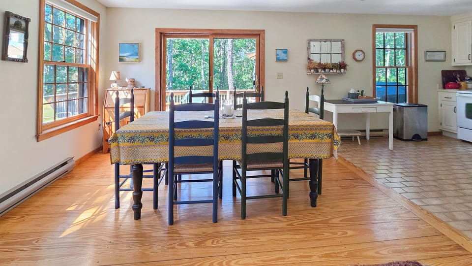 Dining area with door to deck