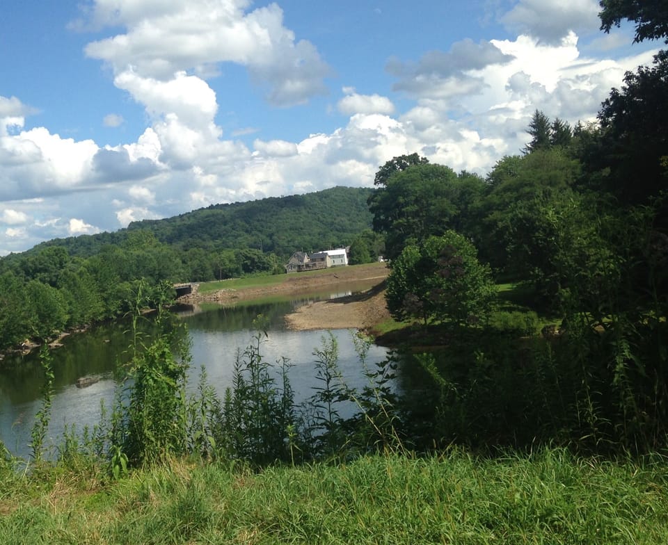 View from the Allegheny Passage bike trail of the Turkeyfoot inn in the distance