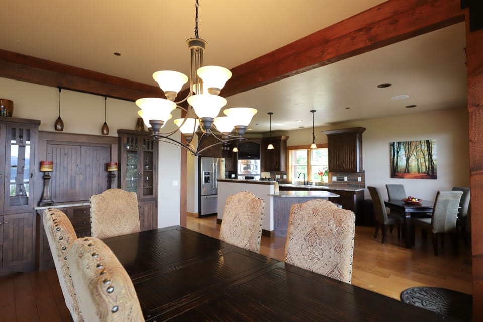 Dining room to Kitchen, shows additional seating for four