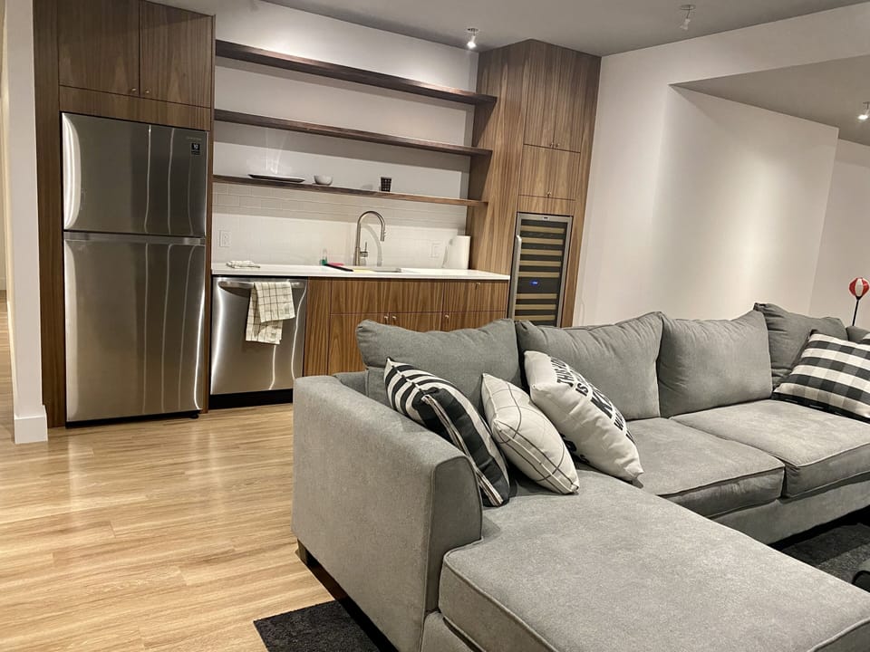 Kitchenette for game night and movie night. 