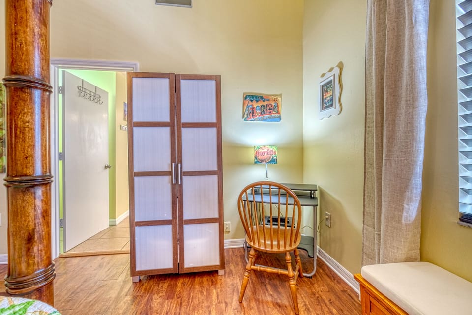 Need to do a little work? Computer desk w printer in the Old Florida decor