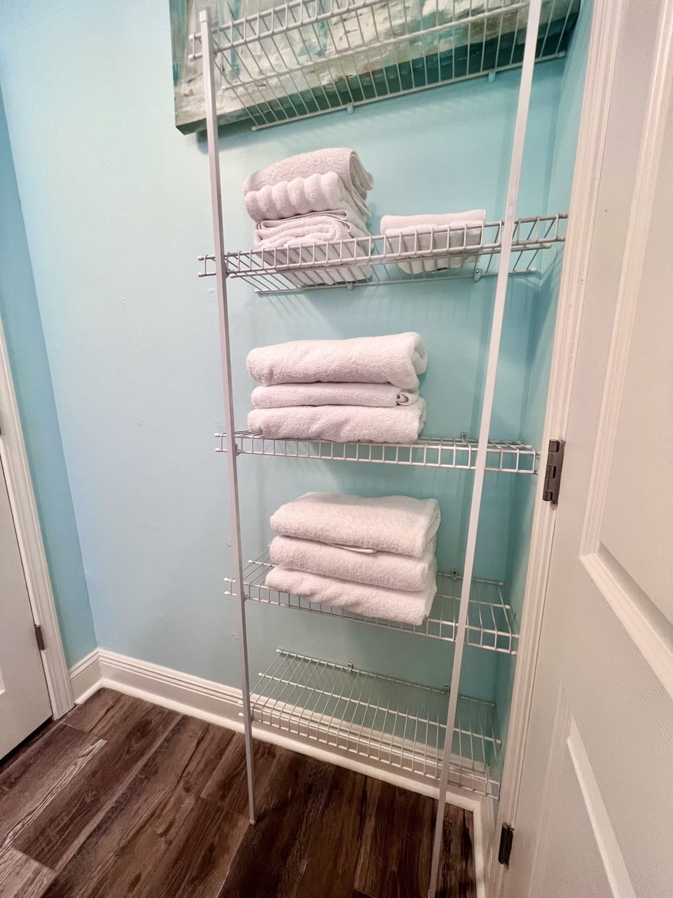 Master bathroom with plenty of towels