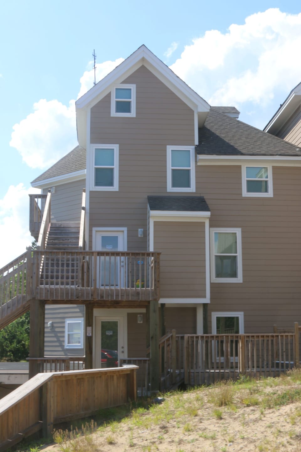 Exterior of unit.  Unit on first floor.