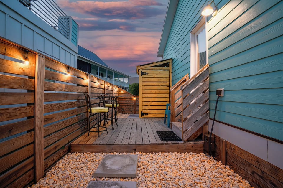 After your outdoor shower you can escape into the backdoor of master bedroom.