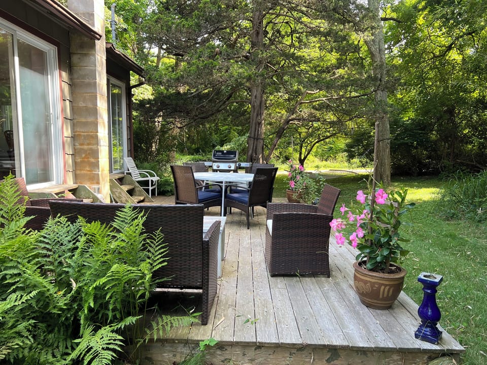 Deck with seating and grill