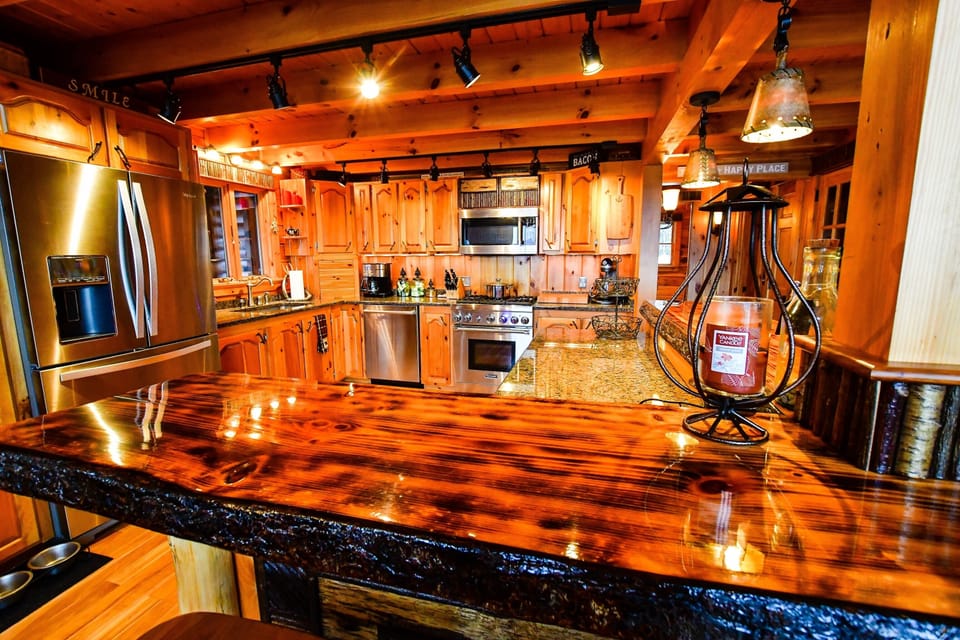 Warm and welcoming kitchen has stove, micro, d/w, fridge, small appliances,