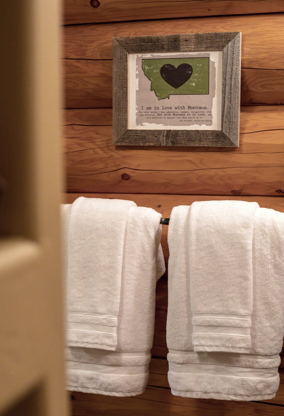 Main Floor Bathroom.  Montana Framed Verse.