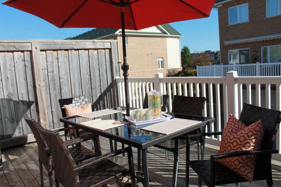 Have a glass on the sunshine drenched private  deck with bbq
