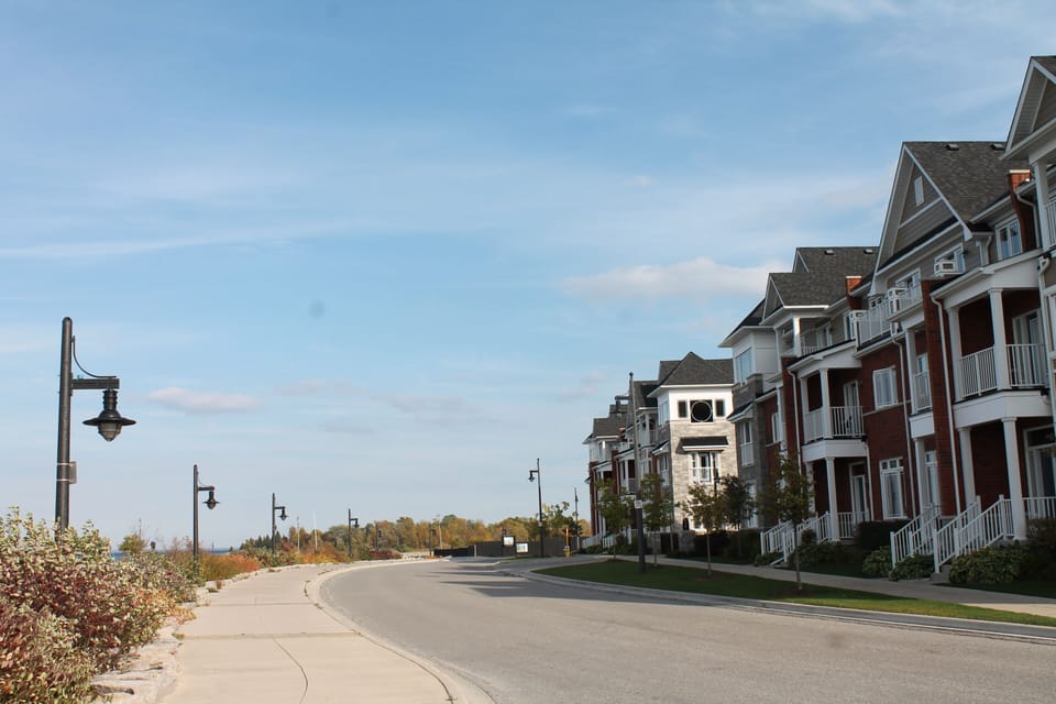 Path to the historic downtown Collingwood with shops and fine dining