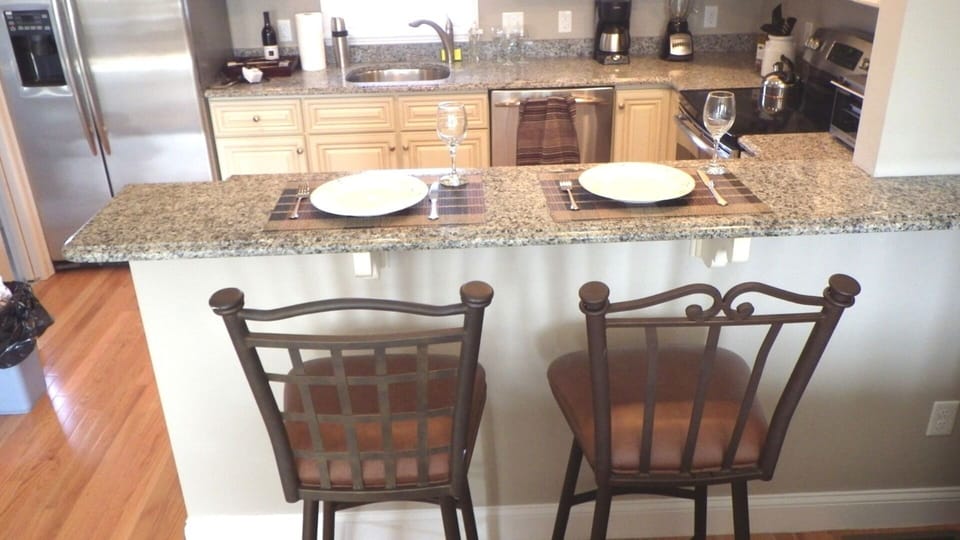 Kitchen area from the bar stools