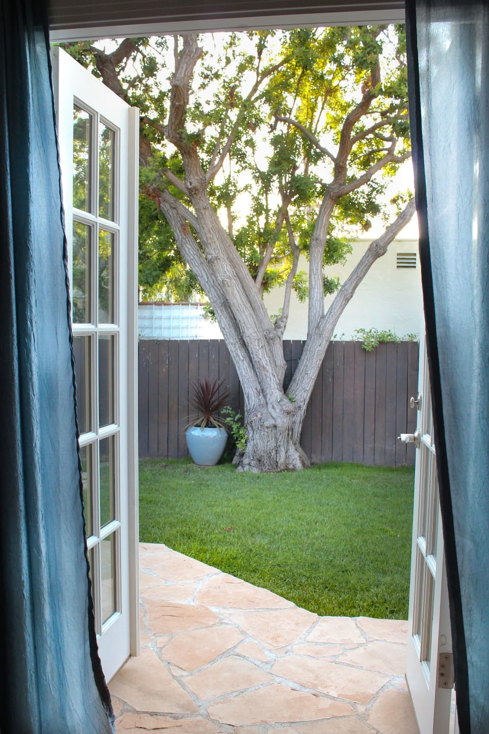 The backyard is only a step away from the Primary Bedroom.