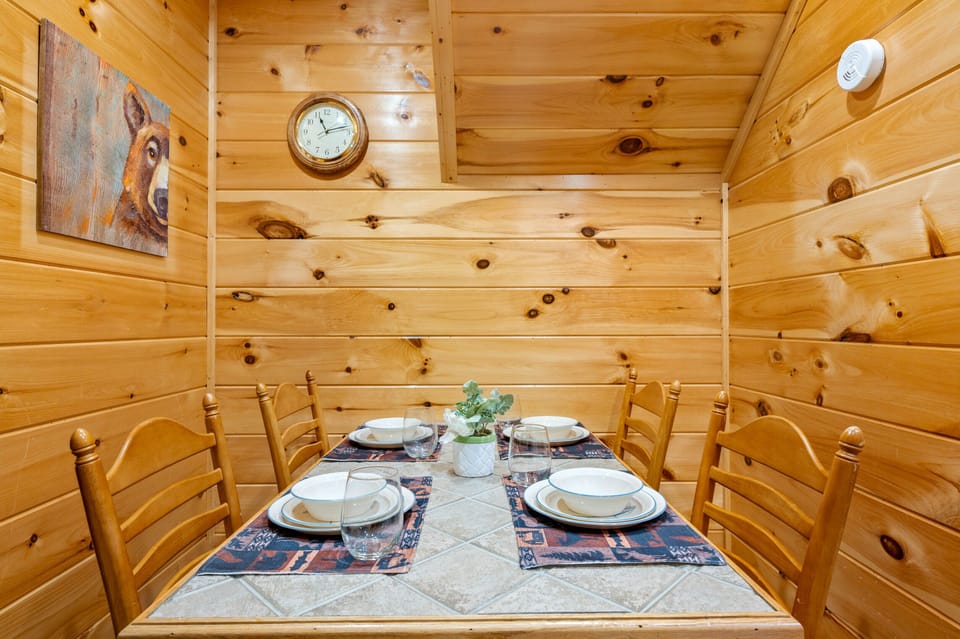Kitchen table with seating for 4 people.
