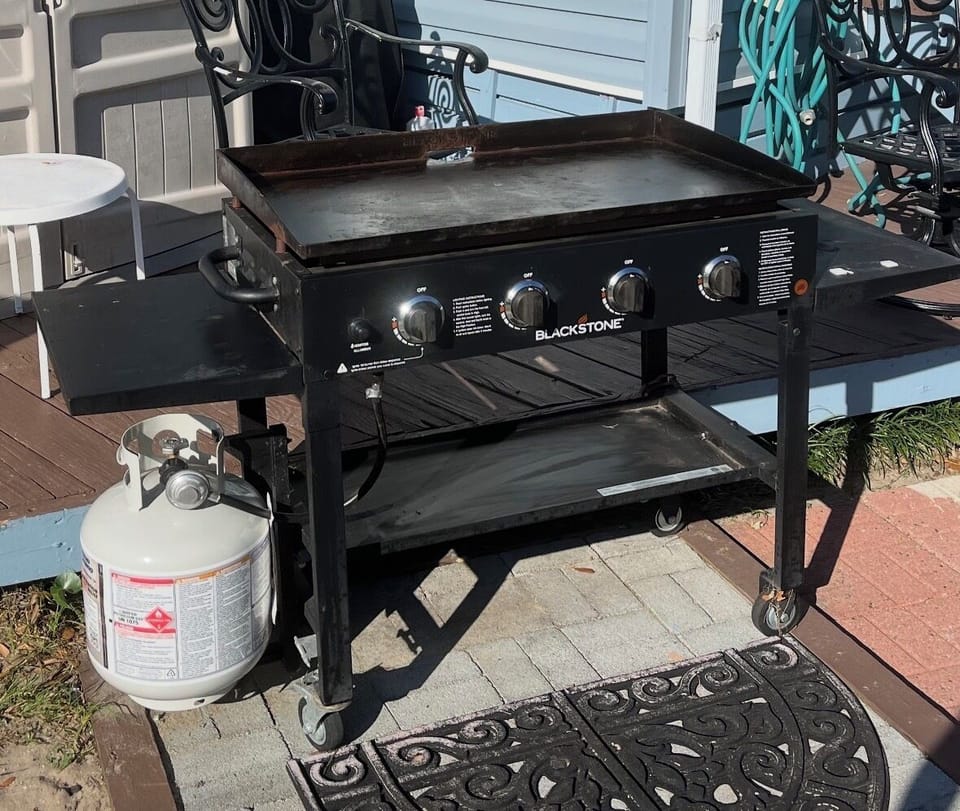Grill located on back deck