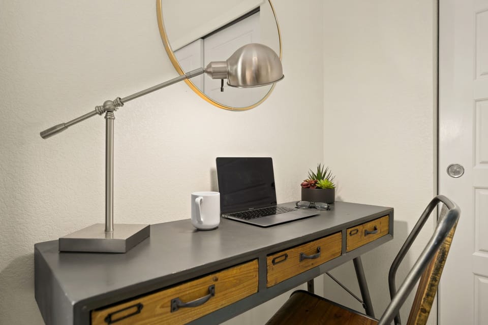 Bedroom 2 | Queen Bed with Laptop-friendly Workspace (upper level)