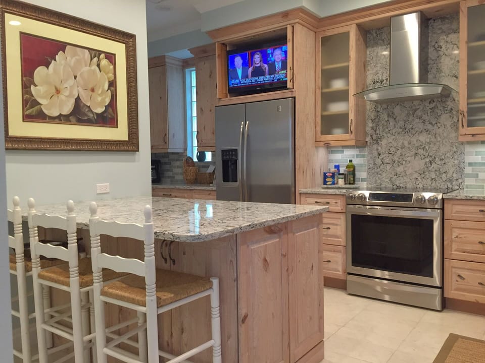 Kitchen with island seating makes for fun conversation while cooking