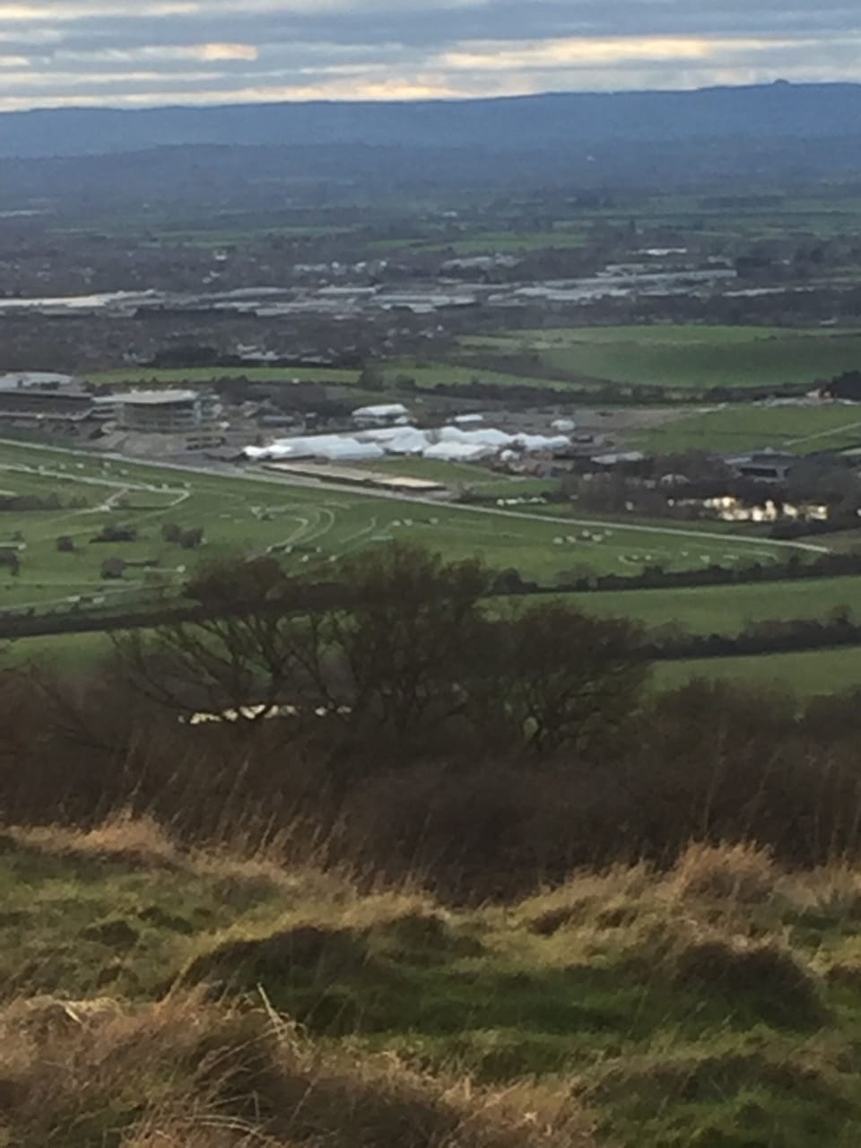 View of Cheltenham Racecourse from Cleeve Hill.