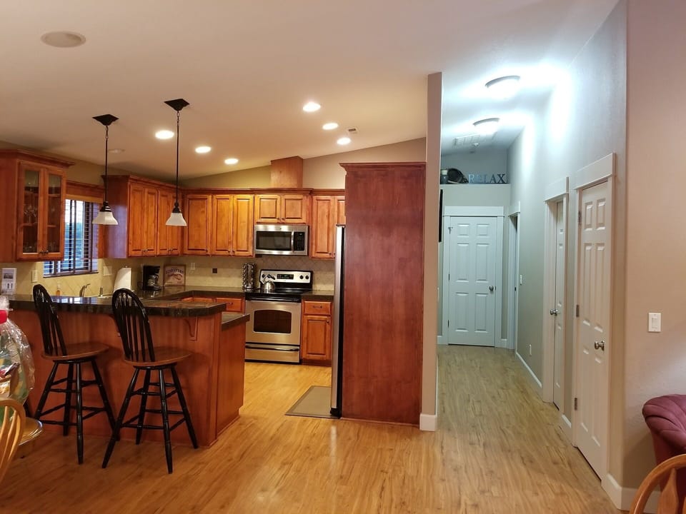 Moonbeams upper level hall leading to full hall bath & our 2 master bedrooms!