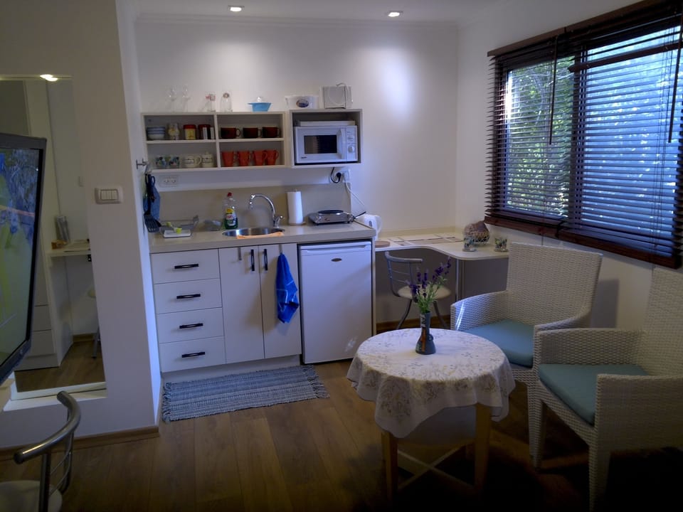 The blue unit.  Romantic and unique. Cozy and quiet. 