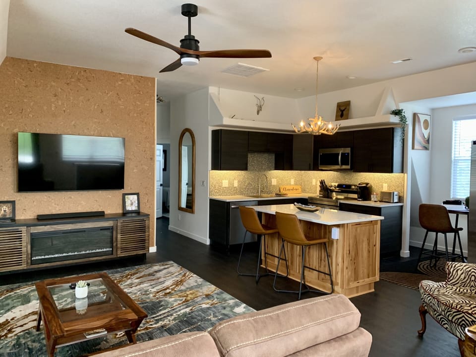 living and kitchen area fully equipped with cooking equipment and spices! 
