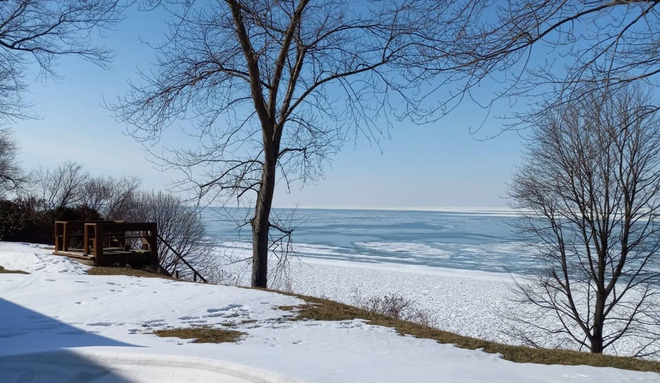 2022 lake ice from the porch. Weekends are always reserved even in mid-winter!  