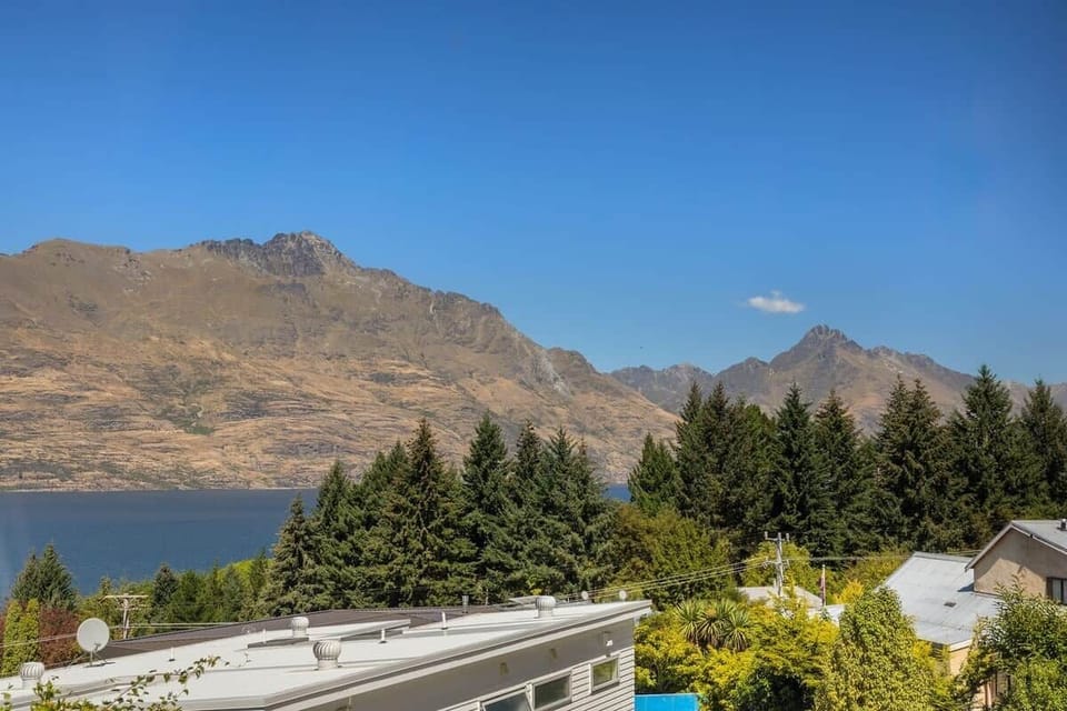 Remarkables mountain views from Walk to Town 39A Alpine Chalet Queenstown