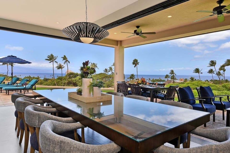 Perfect for family dinners or sunset cocktails in a serene tropical setting