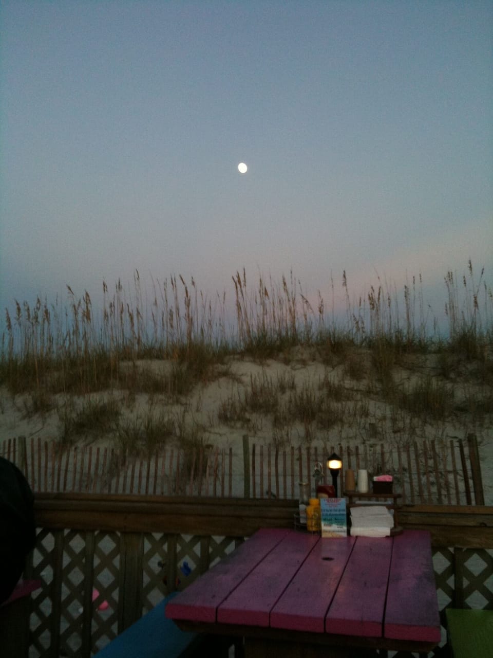 full moon over Beachcomber's deck-a beachfront restaurant, A St., 0.6 miles away