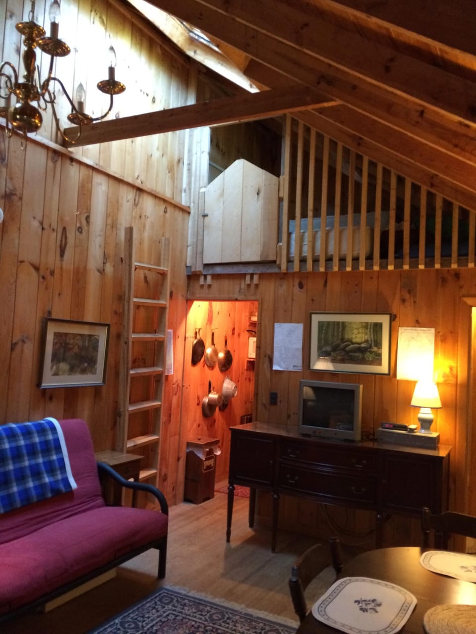 Main area and loft above featuring two twin beds