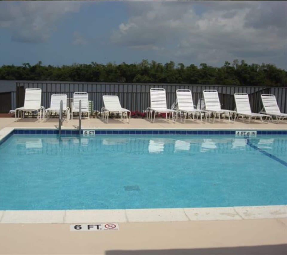 Pool right next to condo building.  