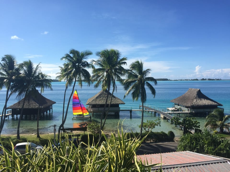 The view from our hillside bungalow.  Just steps away from the beach.