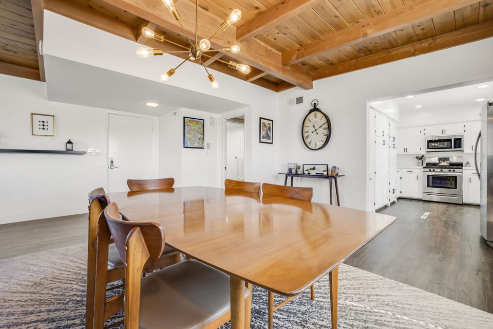 Dining with view into kitchen