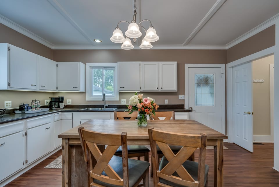 Kitchen is stocked full of cookware, bakeware, and most kitchen utensils!  