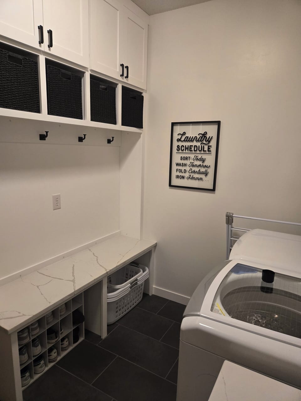 Brand new locker unit in laundry room