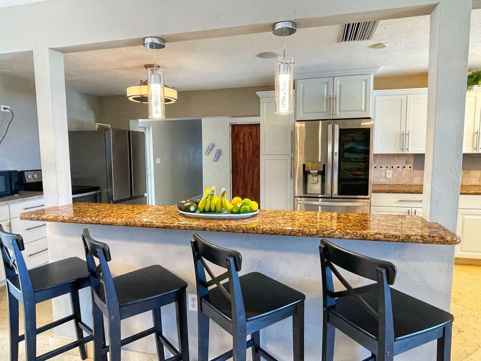 Snack Bar in to Kitchen Great For Congregating!
