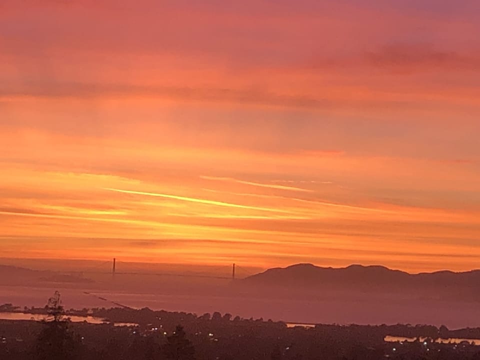 Sunset  over Golden Gate from study window