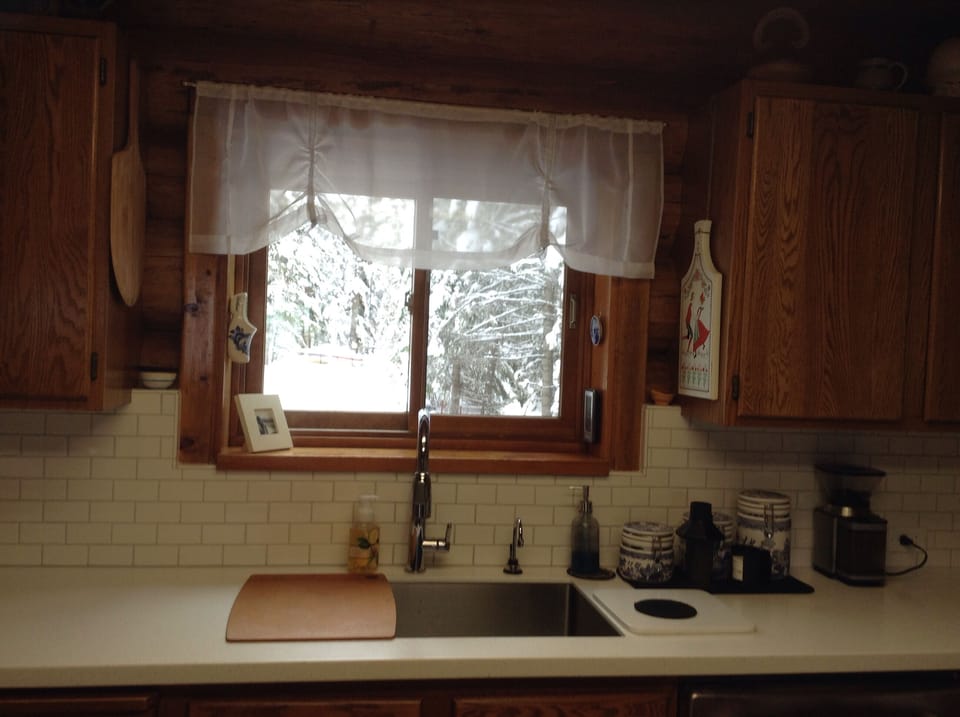 Kitchen with view of yard