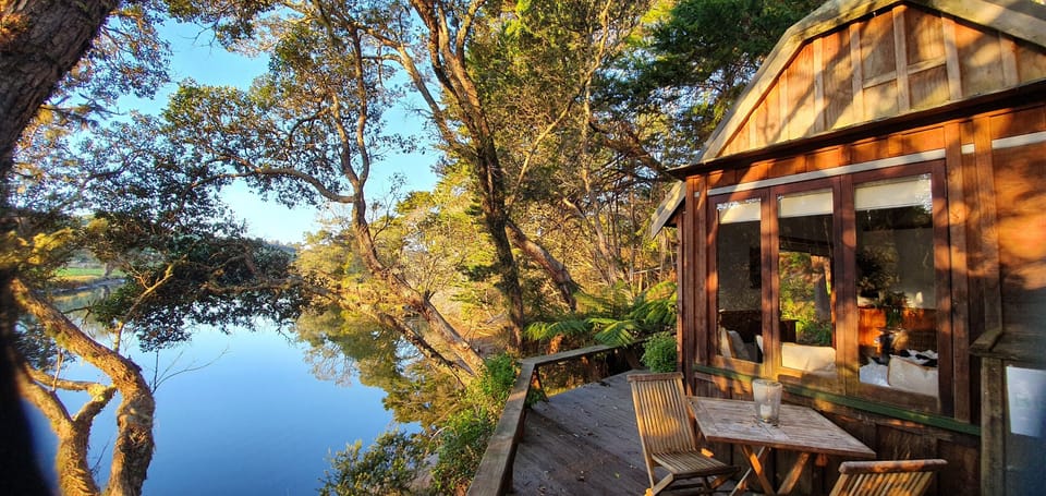 Perched on the riverbank!