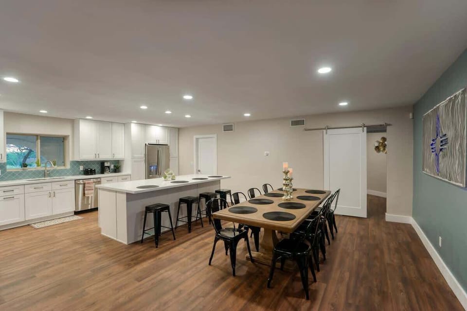 Cook, eat, and hang out. This open space handles your whole crew.