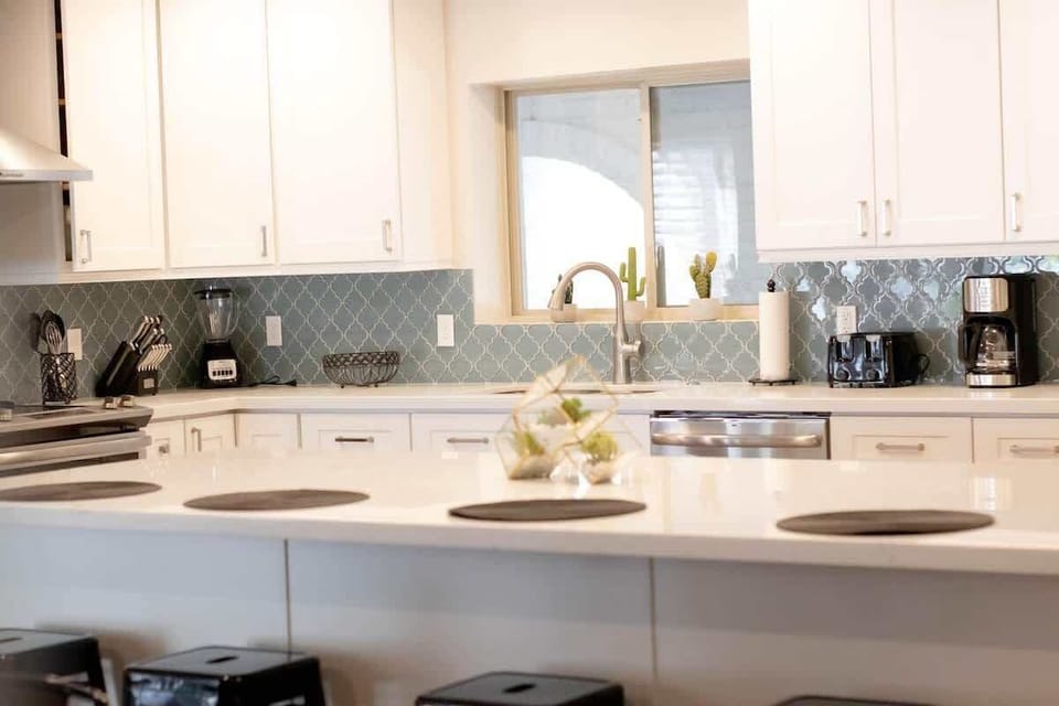 Your entertainer's kitchen: functional for quick bites or shared meals.