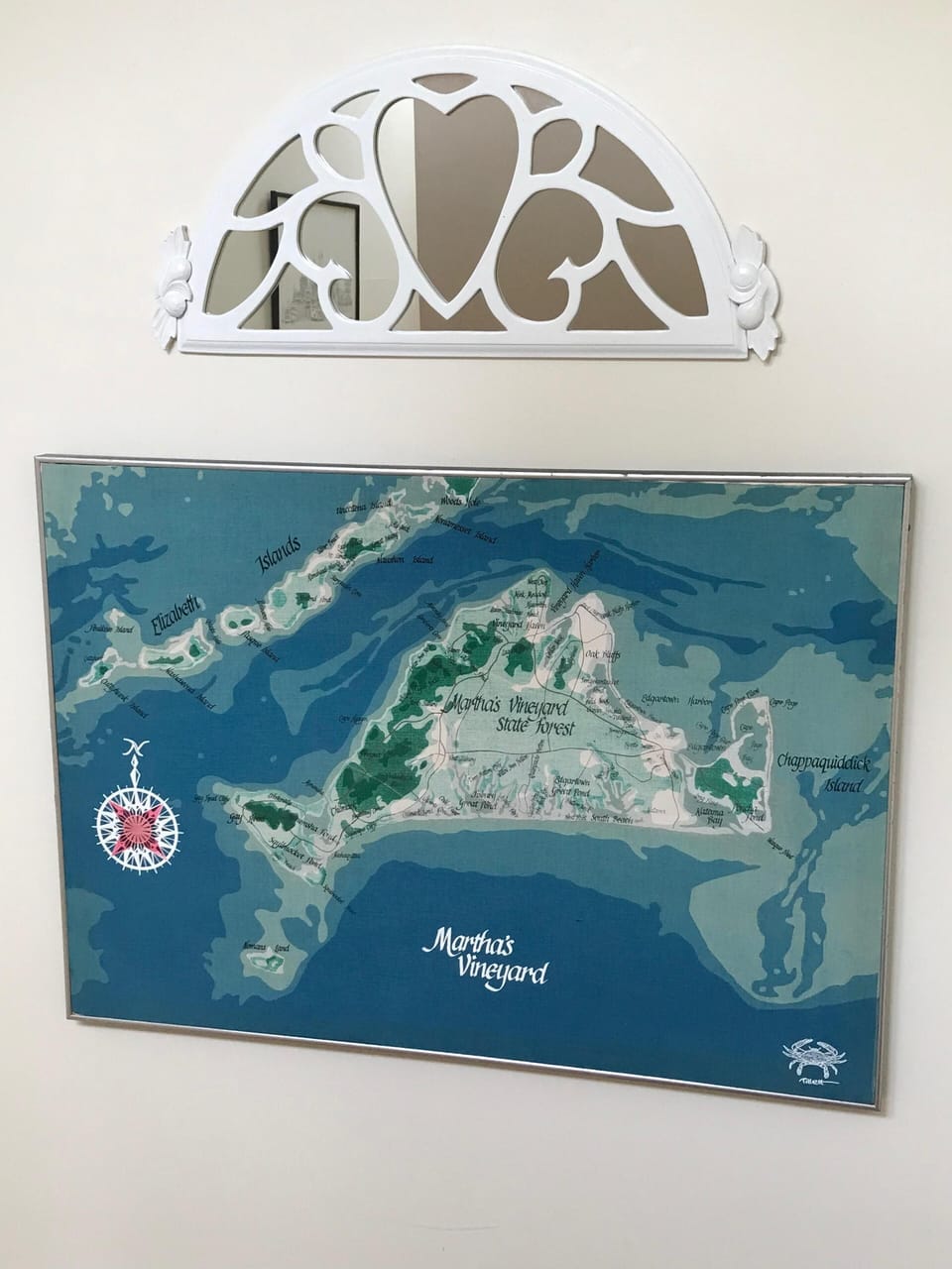 Map of Martha's Vineyard on the staircase landing