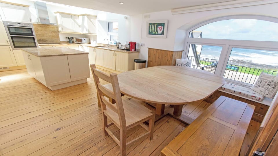 Kitchen Dining with an amazing view over Croyde Bay North Devon